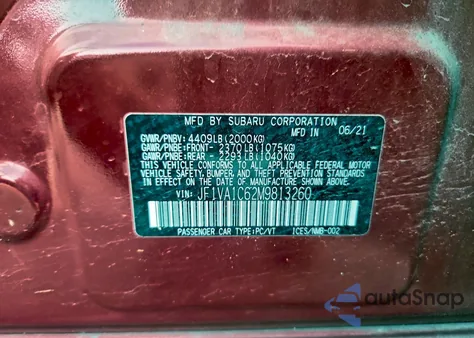 2021 Subaru Wrx Premium z USA, uszkodzony, nr VIN JF1VA1C62M9813260